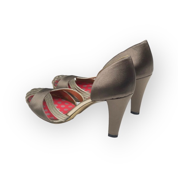 Christian Lacroix ♛ Satin Caged D'Orsay Heels ♛ Bronze Metallic ♛ 37 6.5M 7M ♛ - Picture 5 of 16